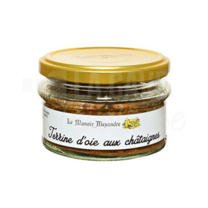 Terrine d'Oie aux Châtaignes - Manoir Alexandre - 100gr Tartinables Apéritif, Terrines - Rillettes - Pâtés, Manoir Alexandre, Produits Salés, aperitif, canard, colis gourmand, Espalion, foie gras, gibier, gourmet, manoir alexandre, Occitanie, pâté, porc, producteur, produit de qualité, Produits de l'Aveyron, rillettes, tartinable, terrine, verrines
