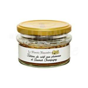 Terrine de Cerf aux Pruneaux et Saumur-Champigny - Manoir Alexandre - 100gr Tartinables Apéritif, Terrines - Rillettes - Pâtés, Manoir Alexandre, Produits Salés, aperitif, canard, colis gourmand, Espalion, foie gras, gibier, gourmet, manoir alexandre, Occitanie, pâté, porc, producteur, produit de qualité, Produits de l'Aveyron, rillettes, tartinable, terrine, verrines