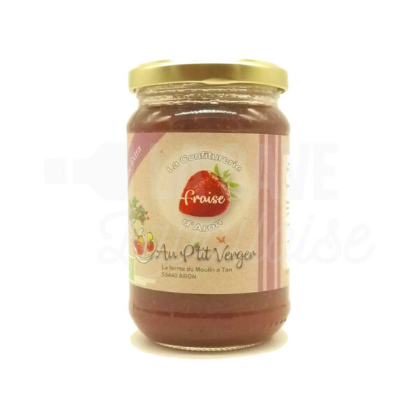 Confiture Fraise - Au Ptit Verger - Aron (53) - 360gr Confitures & Miels, Produits de la Mayenne, Produits Sucrés, Confitures Au P'tit Verger, confiture, panier garni, panier mayennais, produit local