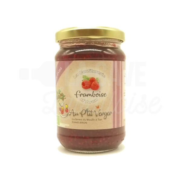 Confiture Framboise - Au Ptit Verger - Aron (53) - 360gr Confitures & Miels, Produits de la Mayenne, Produits Sucrés, Confitures Au P'tit Verger, confiture, panier garni, panier mayennais, produit local