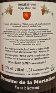 La Cave Lavalloise - Vin de la Mayenne 2024 &#8211; Domaine de la Morinière &#8211; Saint Denis d&rsquo;Anjou (53) &#8211; 75cl - 5