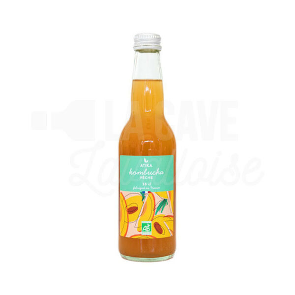 Kombucha Pêche - Atika - 33cl Boissons sans Alcool, Dry January, Kombucha, Produits Biologiques, Apéritifs, aperitif original, kombucha, Sans alcool