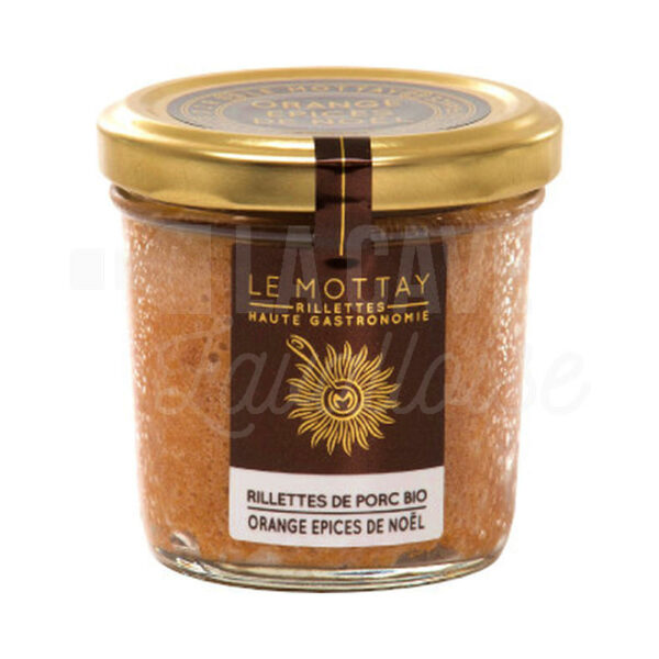 Rillettes de Porc Bio - Orange Epices de Noël - Le Mottay Gourmand - 90gr Le Mottay Gourmand, Produits Biologiques, Produits de la Mayenne, Tartinables Apéritif, Terrines - Rillettes - Pâtés, Produits Salés, aperitif, bio, colis gourmand, gourmet, pâté, porc, producteur, produit de qualité, rillettes, tartinable, terrine, verrines