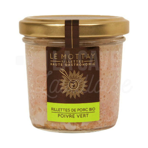 Rillettes de Porc Bio - Poivre Vert - Le Mottay Gourmand - 90gr Le Mottay Gourmand, Produits Biologiques, Produits de la Mayenne, Tartinables Apéritif, Terrines - Rillettes - Pâtés, Produits Salés, aperitif, bio, colis gourmand, gourmet, pâté, porc, producteur, produit de qualité, rillettes, tartinable, terrine, verrines