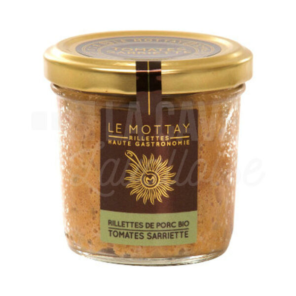 Rillettes de Porc Bio - Tomates Sarriette - Le Mottay Gourmand - 90gr Le Mottay Gourmand, Produits Biologiques, Produits de la Mayenne, Tartinables Apéritif, Terrines - Rillettes - Pâtés, Produits Salés, aperitif, bio, colis gourmand, gourmet, pâté, porc, producteur, produit de qualité, rillettes, tartinable, terrine, verrines