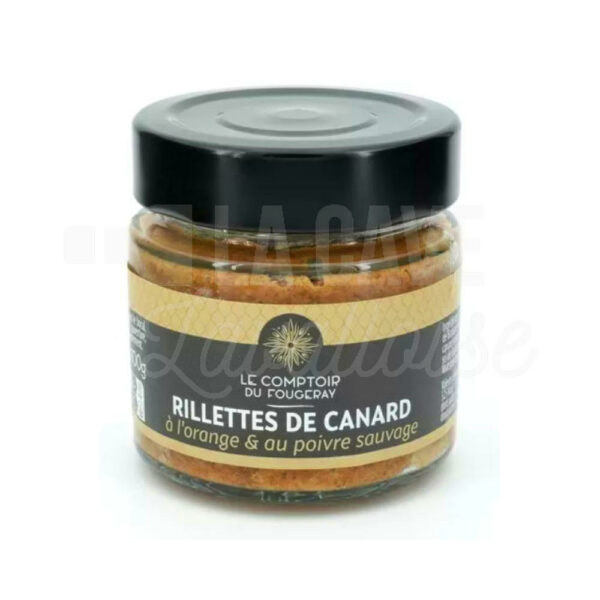 Rillettes de Canard à l'Orange & au Poivre sauvage - Le Comptoir du Fougeray - 100gr Le Comptoir du Fougeray, Produits de la Mayenne, Tartinables Apéritif, Terrines - Rillettes - Pâtés, Produits Salés, aperitif, colis gourmand, gourmet, pâté, producteur, produit de qualité, rillettes, tartinable, terrine, verrines, volaille