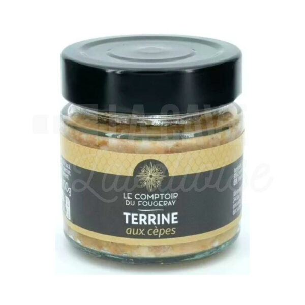 Terrine de Porc aux Cèpes - Le Comptoir du Fougeray - 100gr Le Comptoir du Fougeray, Produits de la Mayenne, Tartinables Apéritif, Terrines - Rillettes - Pâtés, Produits Salés, aperitif, colis gourmand, gourmet, pâté, producteur, produit de qualité, rillettes, tartinable, terrine, verrines, volaille