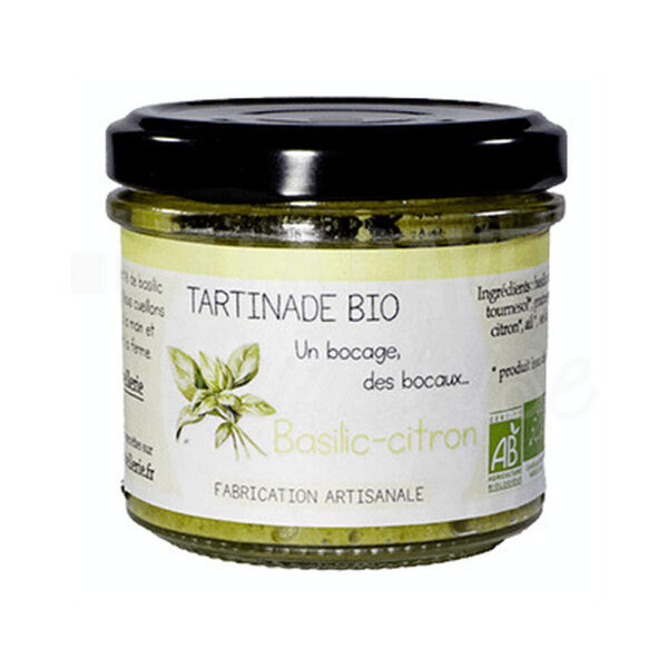 Tartinade Basilic-Citron - La Ferme de L'Hôtellerie - Landivy (53) - 95gr Ferme de L'Hôtellerie, Produits Biologiques, Produits de la Mayenne, Tartinables Apéritif, Produits Salés, basilic, epicerie fine, produit mayennais, tartinables