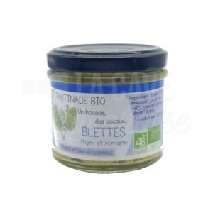 Tartinade de Blettes au thym et romarin - La Ferme de L'Hôtellerie - Landivy (53) - 95gr Ferme de L'Hôtellerie, Produits Biologiques, Produits de la Mayenne, Tartinables Apéritif, Produits Salés, colis gourmand, epicerie fine, panier mayennais, producteur local en mayenne, produit mayennais, spécialités mayenne, tartinables