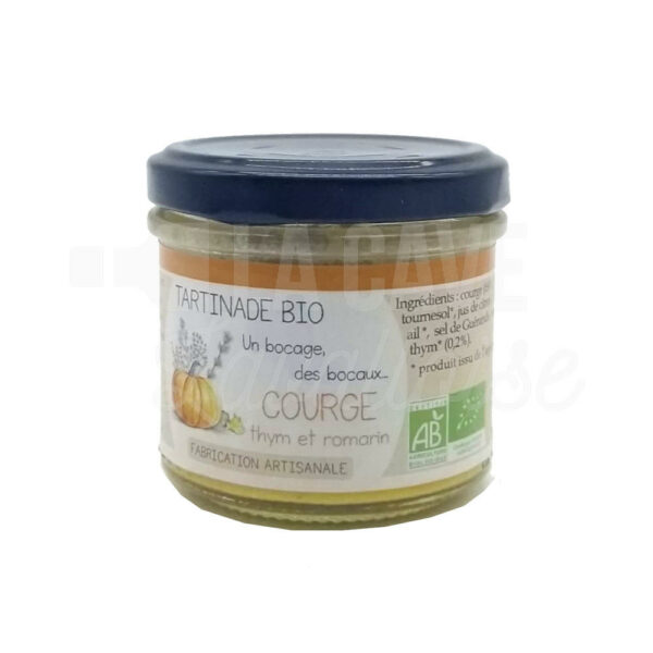 Tartinade de Courge au thym et romarin - La Ferme de L'Hôtellerie - Landivy (53) - 95gr Ferme de L'Hôtellerie, Produits Biologiques, Produits de la Mayenne, Tartinables Apéritif, Produits Salés, colis gourmand, epicerie fine, panier mayennais, producteur local en mayenne, produit mayennais, spécialités mayenne, tartinables