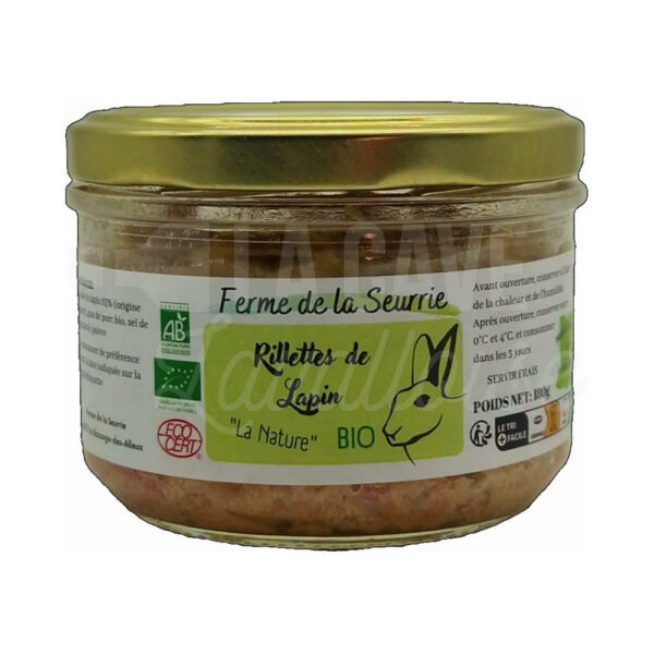 Rillettes de Lapin BIO - Ferme de la Seurrie - La Bazouge-des-Alleux (53) - 180gr Ferme de la Seurrie, Produits Biologiques, Produits de la Mayenne, Tartinables Apéritif, Terrines - Rillettes - Pâtés, Produits Salés, aperitif, cocktail, colis gourmand, epicerie fine, produit mayennais, Produits fermiers de la Mayenne, spécialités mayenne, tartinables