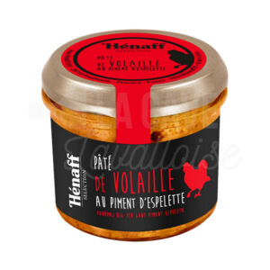 Pâté de Volaille au Piment d'Espelette - Hénaff Sélection - 90gr Hénaff Sélection, Tartinables Apéritif, Terrines - Rillettes - Pâtés, Produits Salés, aperitif, canard, colis gourmand, gibier, gourmet, pâté, porc, producteur, produit de qualité, rillettes, tartinable, terrine, verrines