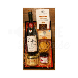 Corbeille Mayennaise Cidre - 5 produits Cadeaux Entreprise CE, Produits de la Mayenne, Colis Gourmands, colis gourmand, panier garni, panier mayennais, produit du terroir laval, Produits fermiers de la Mayenne, produits mayennais
