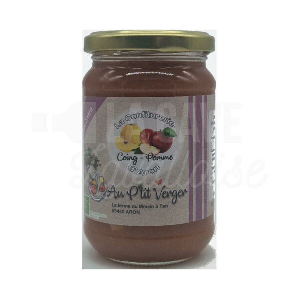 Confiture Coing-Pomme - Au Ptit Verger - Aron (53) - 360gr Confitures & Miels, Produits Biologiques, Produits de la Mayenne, Produits Sucrés, Confitures Au P'tit Verger, confiture, panier garni, panier mayennais, produit local Confiture Coing-Pomme - Au Ptit Verger - Aron (53) - 360gr Confitures & Miels, Produits Biologiques, Produits de la Mayenne, Produits Sucrés, Confitures Au P'tit Verger, confiture, panier garni, panier mayennais, produit local