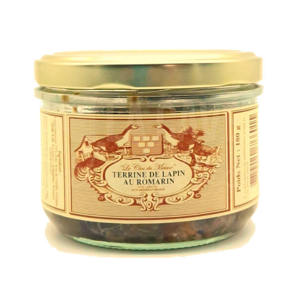 Terrine de Lapin au Romarin - Le Clos du Maine - Arquenay (53) - 180gr Le Clos du Maine, Produits de la Mayenne, Tartinables Apéritif, Terrines - Rillettes - Pâtés, Produits Salés, coffret mayennais, colis gourmand, epicerie fine, panier gourmand, panier mayennais, producteur local en mayenne, producteurs locaux en mayenne, produit de la mayenne, produit du terroir laval, produit mayennais, produits du terroir en mayenne, Produits fermiers de la Mayenne, Produits fermiers Laval, spécialités mayenne, tartinables Terrine de Lapin au Romarin - Le Clos du Maine - Arquenay (53) - 180gr Le Clos du Maine, Produits de la Mayenne, Tartinables Apéritif, Terrines - Rillettes - Pâtés, Produits Salés, coffret mayennais, colis gourmand, epicerie fine, panier gourmand, panier mayennais, producteur local en mayenne, producteurs locaux en mayenne, produit de la mayenne, produit du terroir laval, produit mayennais, produits du terroir en mayenne, Produits fermiers de la Mayenne, Produits fermiers Laval, spécialités mayenne, tartinables