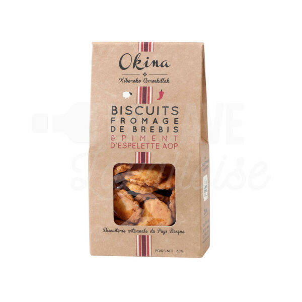 Biscuits salés au fromage de brebis et Piment d'Espelette - Okina - Pays Basque - 80gr Okina, Produits Salés, EPICERIE, aperitif, biscuits, biscuits salés, pays basque